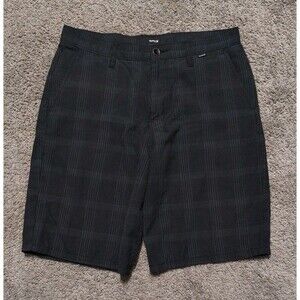 Hurley Plaid Shorts Men's Size 32 Gray Chino